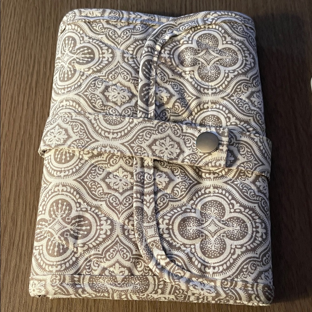 Patterned Fabric Jewelry Pouch with Snap Closure. Handmade.